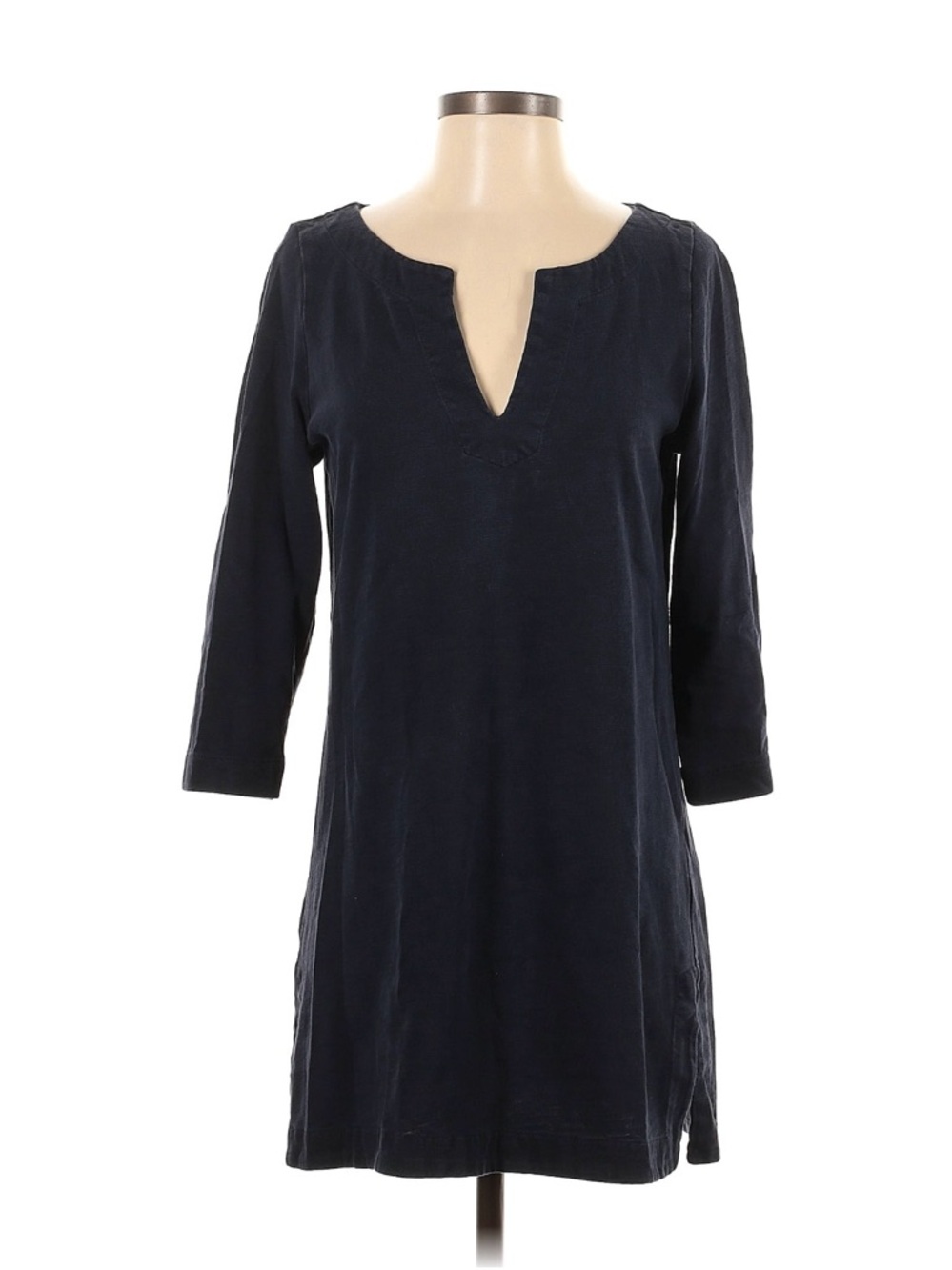 J. Crew Navy Tunic Dress with V-Notch Neckline